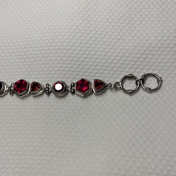 Women’s silver and red and orange stone with toggle clasp - Picture 4 of 4